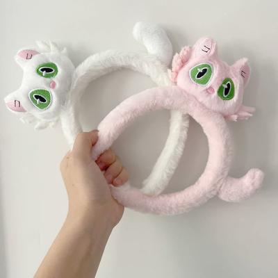 Yeni peluş sevimli yavru kedi bebek saç bandı süper sevimli yüz yıkama bandı çizgi film evcil hayvan komik başlık