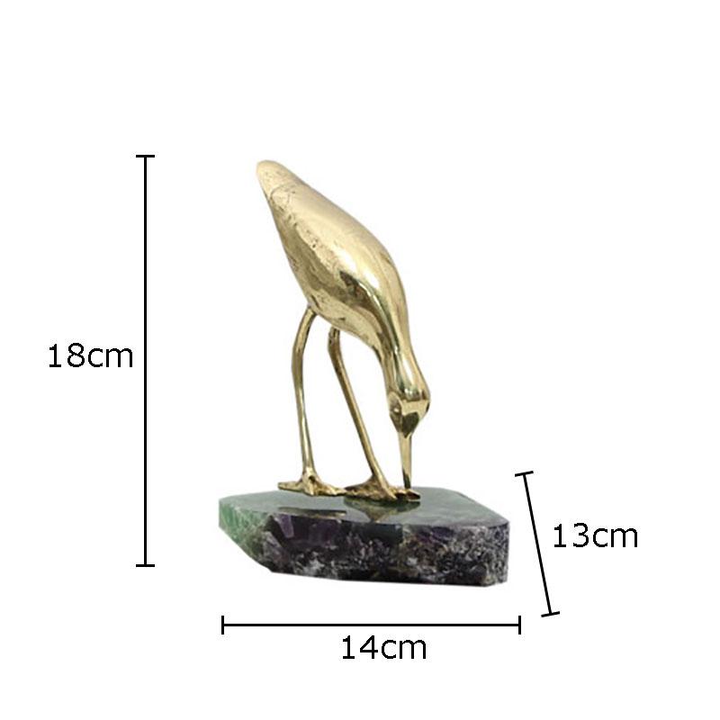 Golden Brass Bird Crafts Marble Base Creative Ornaments Desk Decoration Gold-plated Bird Artwork Statue Room Aesthetic Decor