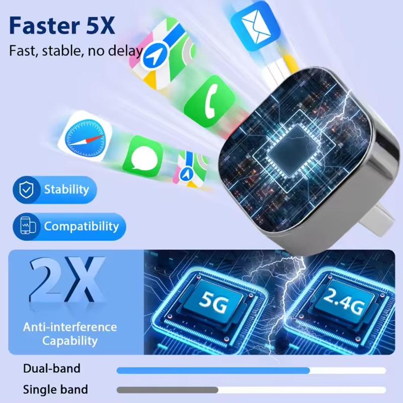 2026 New 2in1 Wired To Wireless CarPlay Adapter, Android Auto Dongle, High-Quality Car Accessory Smart Box 5GHz WiFi Type-C/USB