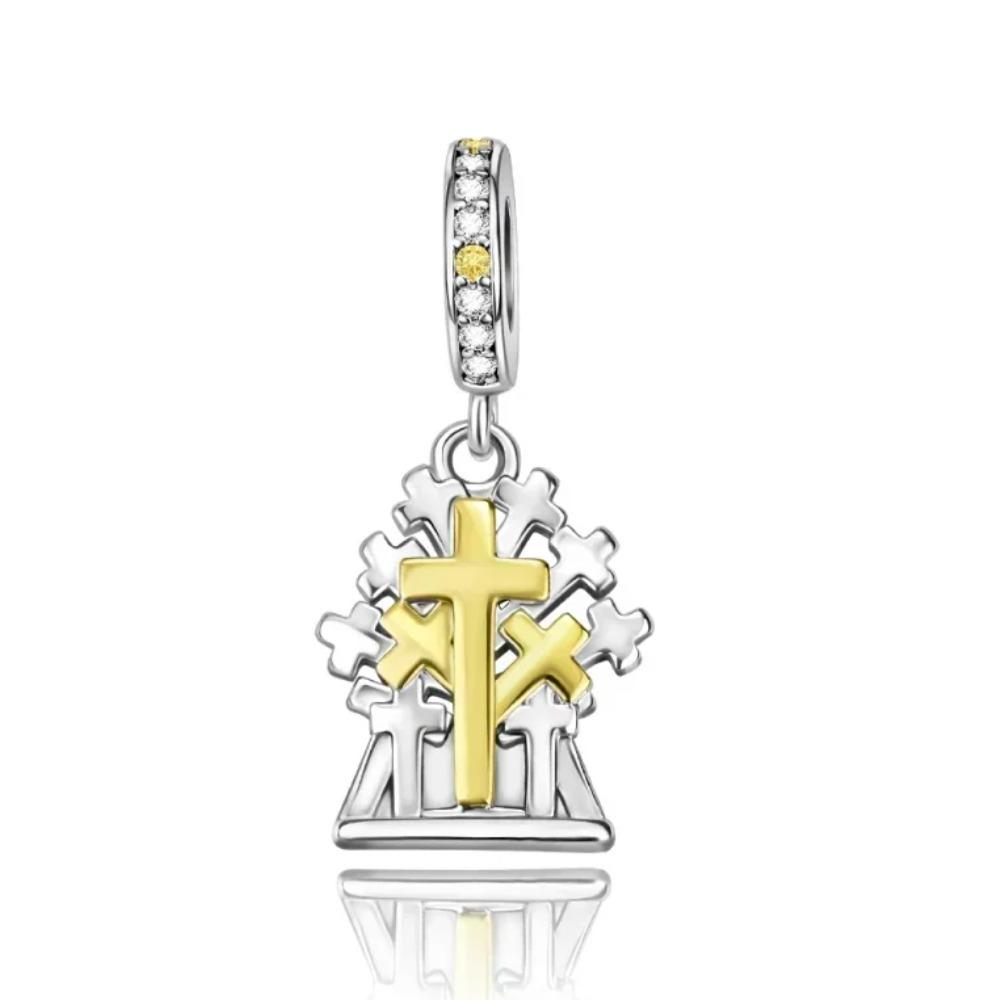 925 Silver Cross Charms Iron Throne Jesus Pendant Christian Necklace Beads Fit Bracelets Fine Jewelry DIY Gift