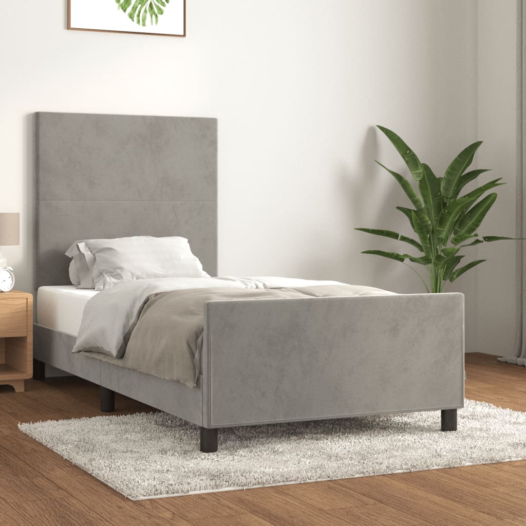 Bed Frame without Mattress Light Grey 90x190 cm Velvet