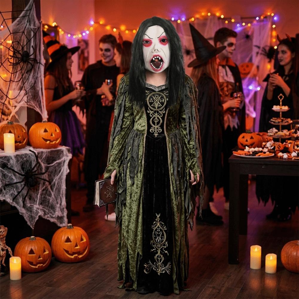 Realistic Black-haired Ghost Mask Spooky Terrifying Cosplay Mask Scary Ghost Mask Haunted House