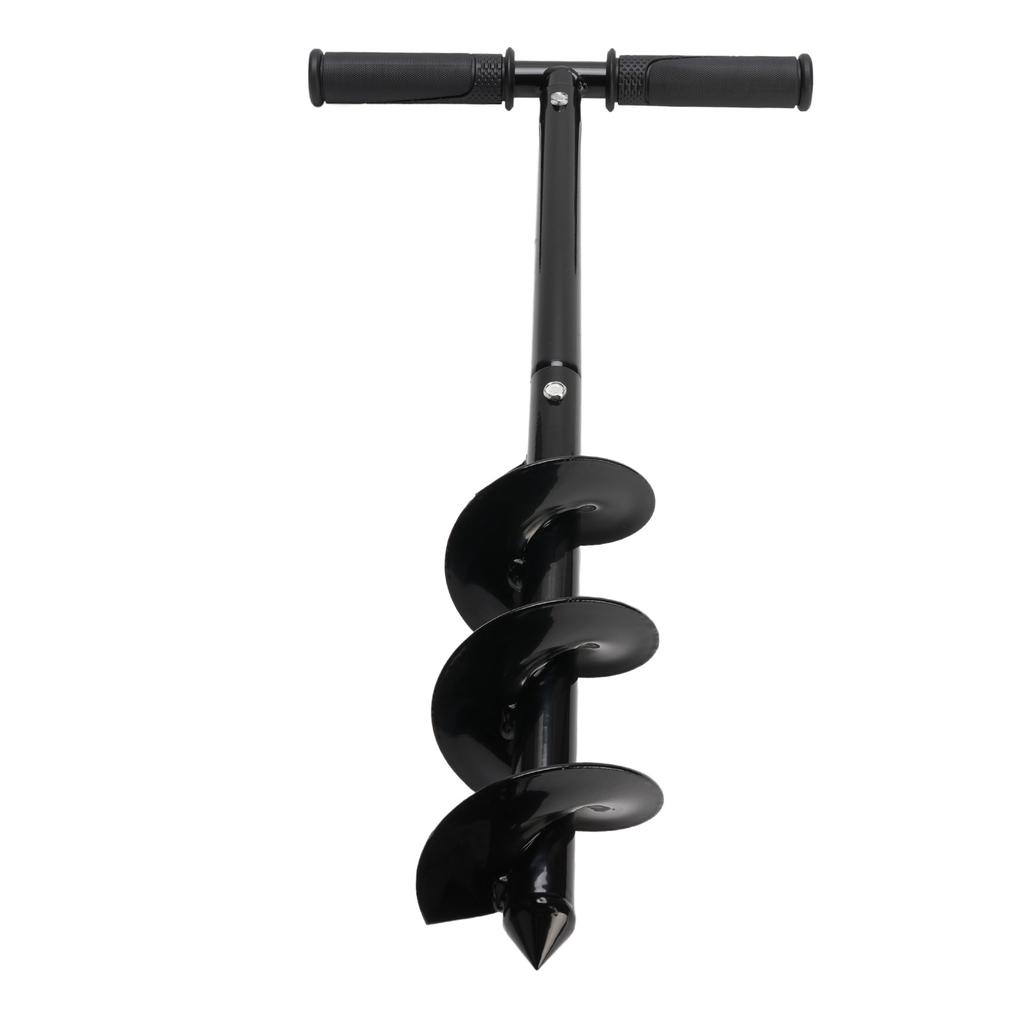 Garden Auger Drill Bit, T Shape Hand Drill Auger Post Hole Digger Steel Spiral Drill Bit with Handle Multifunction Garden Auger Tool Drill Digger Bit