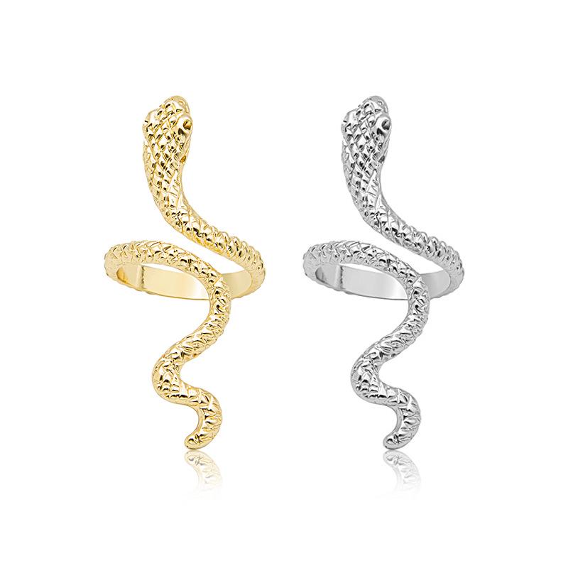 

Snake-Shape Punk Hip-hop Ring: Openwork Spirit Animal Design серебряный