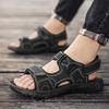 Sommer sandaler for menn PU-skinn Lett åpen tå flat herre fritidssko Outdoor walking sandaler for menn Strandsko str. 39-46