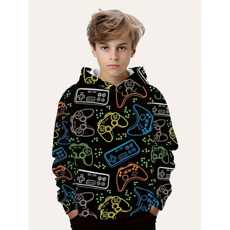 

Модная толстовка с капюшоном с 3D-принтом и геймпадом для мальчиков, для повседневного отдыха и спорта, с длинными рукавами