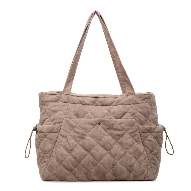 Corduroy Tote Bag Women's Commuter Handbag Large Capacity Shoulder Bag