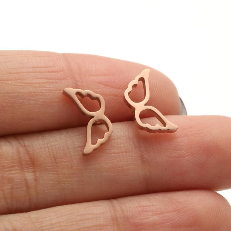 Women's Stainless Steel Angel Wing Butterfly Earrings – Cute Small Insect Design