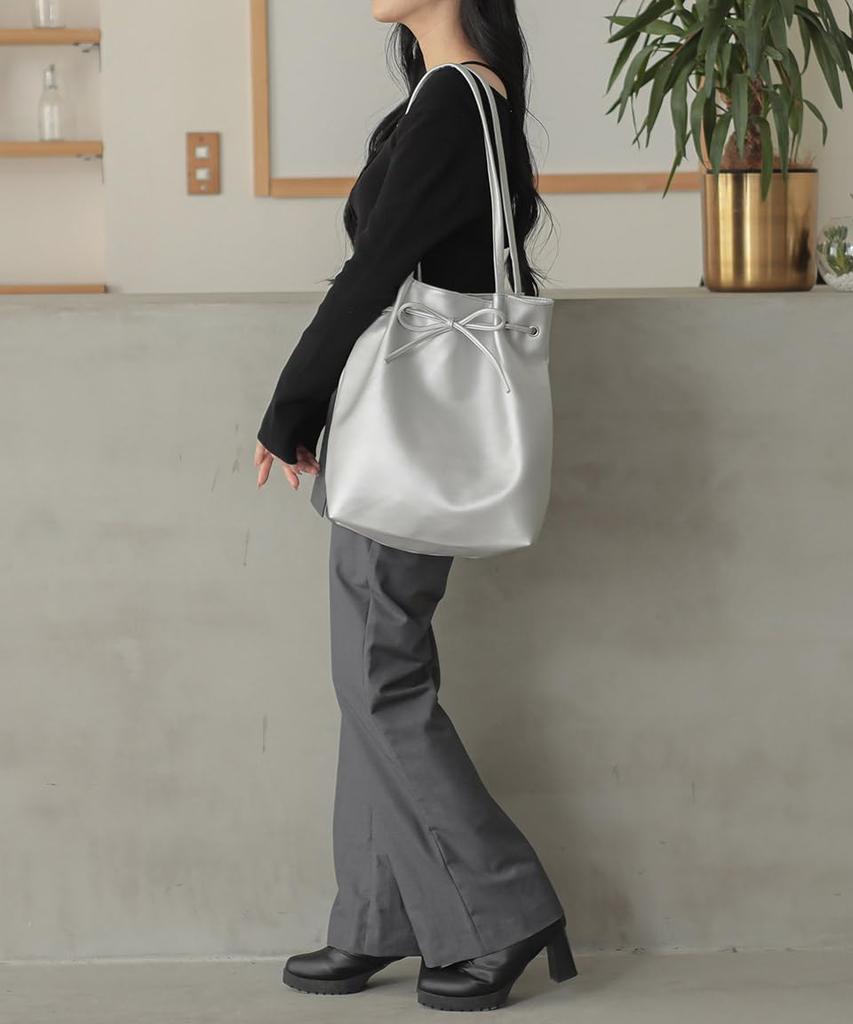 Silver Tote Bag for Large Shoulder Large Shoulder Popular Ballet Core [Altros] Women, Capacity, 2-Way, Handbag, Bag, Zippered, Lightweight, Large,