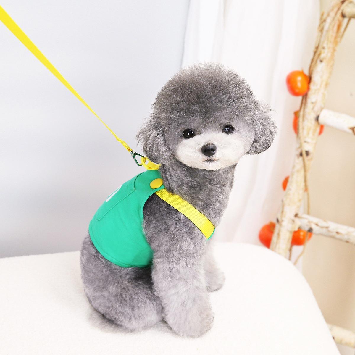 

Pet clothing puppy dog clothes chest strap leash vest spring and summer thin XXL зелёный