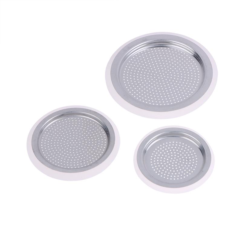 4Pcs/Set 3 Silicone Gaskets + Aluminum Filter Moka Pot Coffee Bottle Replacement Compatible With 1/2/3/6/9/12 Coffee Cup