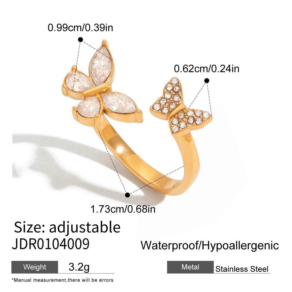 European and American Pearl Ring Titanium Steel Does Not Fade Jewelry Butterfly Ring Explosion