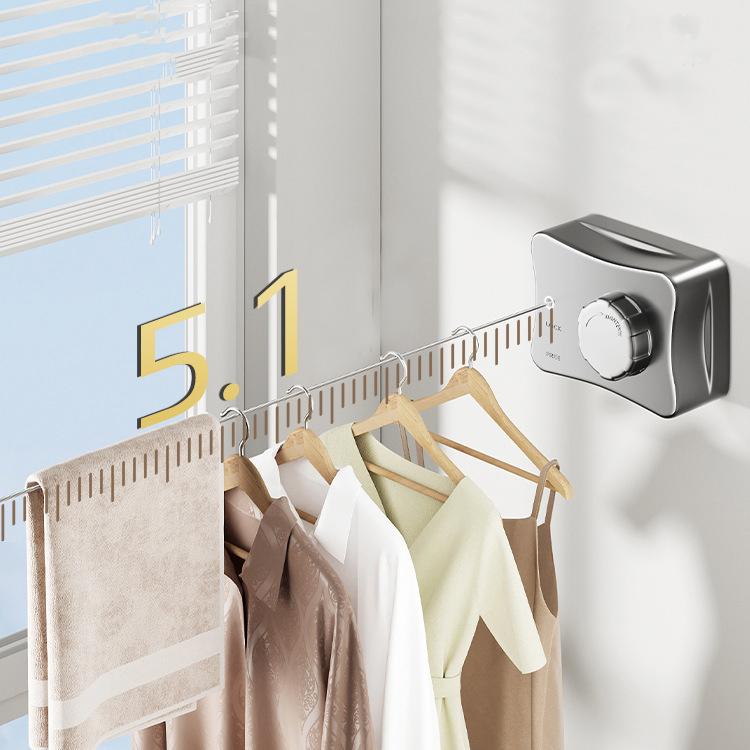 HeMu Invisible clothesline without hole drilling clothes drying artifact rope indoor bathroom telescopic balcony wire rope frame