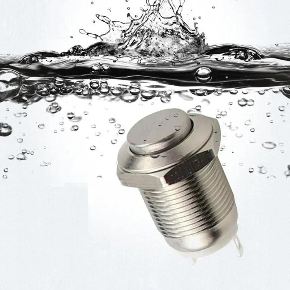 12mm Push Button Metal Momentary Switch Nickel-plated Brass Material Stainless Steel Construction Waterproof Protection