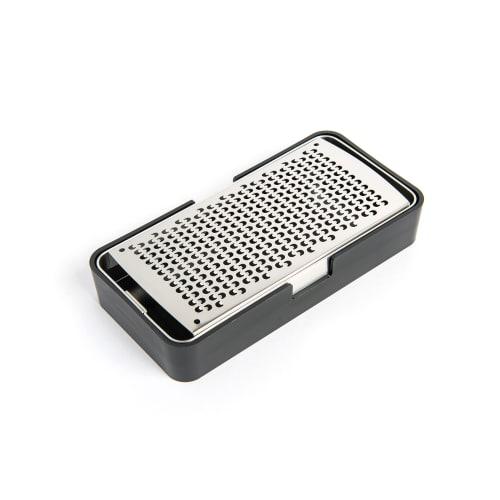 Iidaya Ever Grater (Made in Japan/with tray/palm-sized) Stick-shaped Stainless Steel Grater (for cheese, ginger, lemon, and garlic) Professional-grade