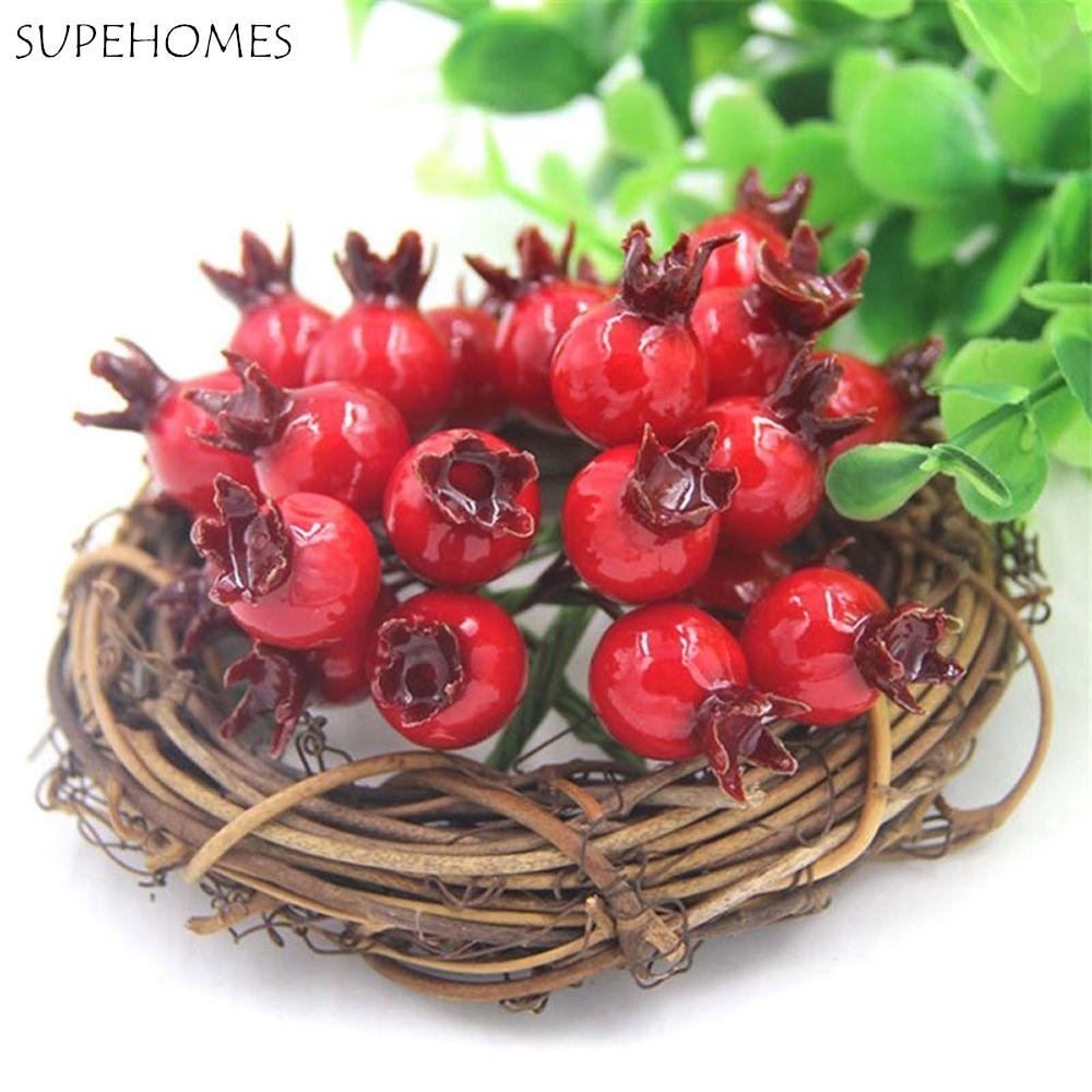 Plastic Mini Home Decor Vegetable Christmas Red Simulation Berries Wedding Decoration Artificial Fruit Fake Pomegranate