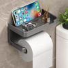 Wall-Mounted Toilet Paper Holder and Shelf for Bathroom Storage