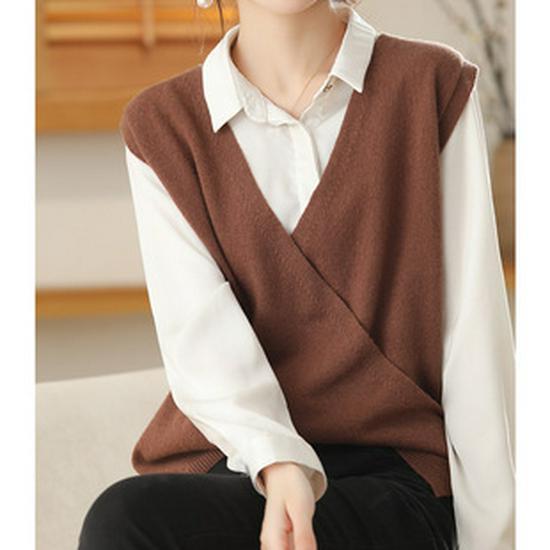 Autumn/Winter 2021 Long-Sleeve Square Collar Knit Wool Dress for Women - Knee-Length