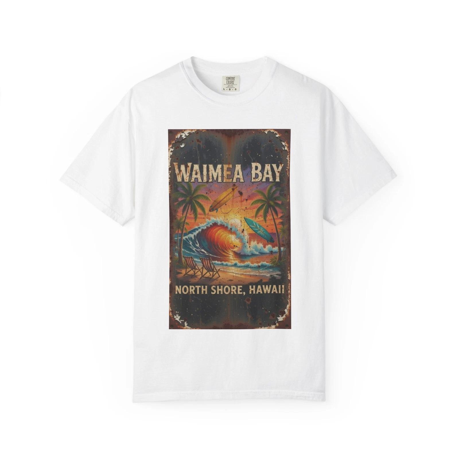 Waimea Bay rusty sign 100% Cotton T-shirt Mens Tees Top XL