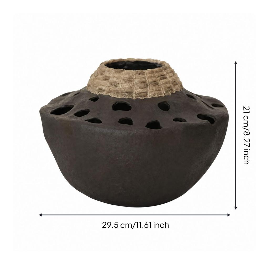 Textured HandcraftedStyle Vase Rustic Round WabiRustic Elegance for Hospitality Areas,