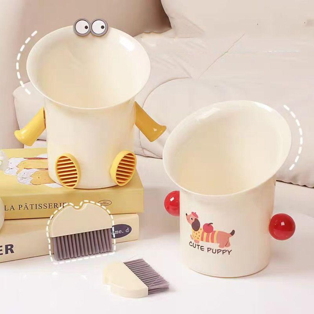 Cute Desktop Trash Can Large Caliber Paper Basket Multifunctional Rubbish Bin  Living Room
