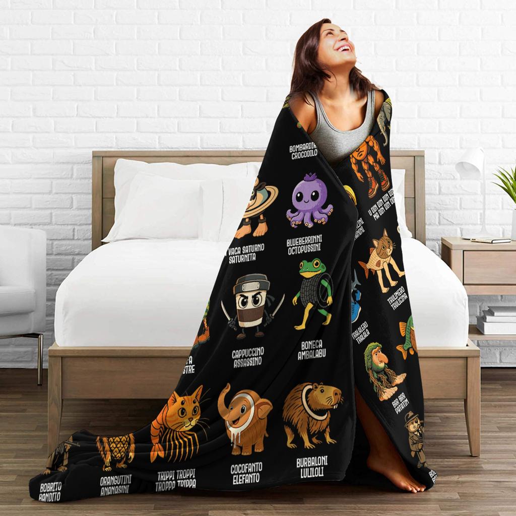 Premium Italienisches Brainrot Design Decke Atmungsaktiv Gemütlich Ganzjahresnutzung Geschenkidee Bedruckte Decke Ultra Weich Für Wohnkultur