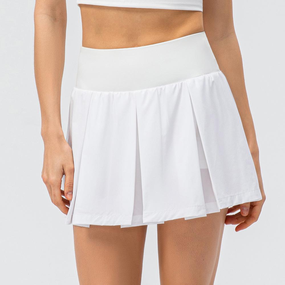 Women's Plaid Sports Skirt Pleated Skirt Outdoor Running Dance Anti-exposure Double-Layer Skirt Pants Yoga Tennis Skirt