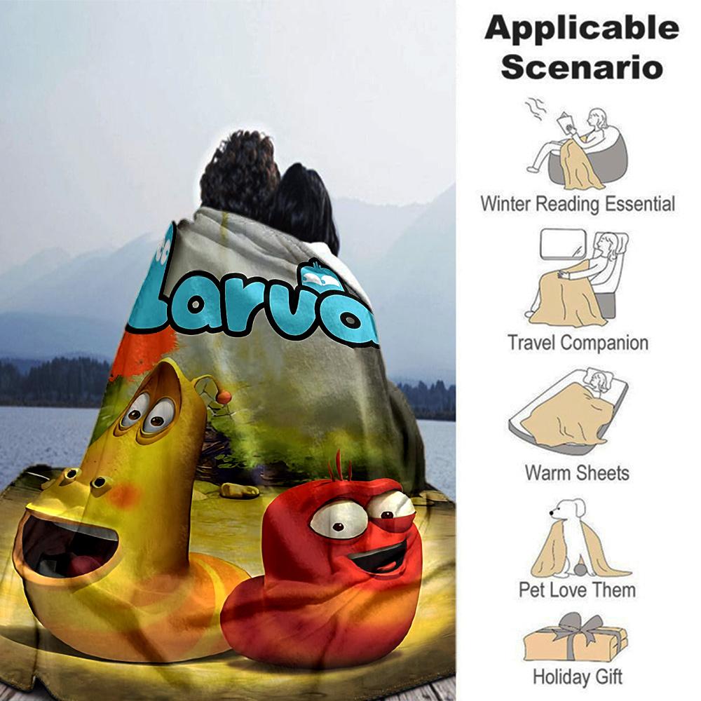 Larva Adventure Forest Flannel Blanket Super Soft Warm Cozy Blanket For Sofa Bed Office Travel Allseason Home Decor Gift