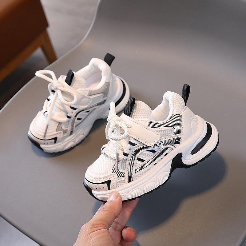 Boys Shoes Sneakers Mesh Breathable 2025 Summer New Children's Sports Dad Shoes Single Net White Shoes Girl