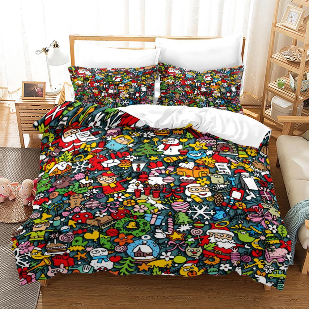 Hip-hop Bedding Set Colorful Soft Brushed Washable Duvet Cover Set King Queen Twin Single Size for Kids Boys Birthday Gifts