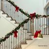Christmas Staircase Bow & Rattan Decoration for Holiday Atmosphere