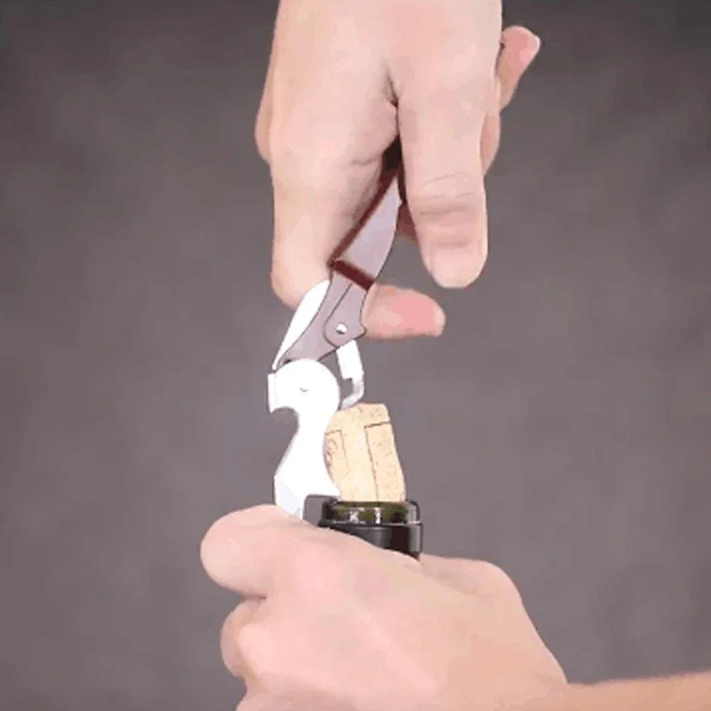 Professional Multifunction Wine Opener: Wood Handle Screw Corkscrew, Portable for Red Wine, Beer & Kitchen Use