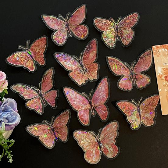 10 Unidades Pegatinas Holográficas de Mariposas Calcomanías de PET Impermeables para Portátiles Botellas de Agua Fundas de Teléfono Manualidades DIY Álbumes de Recortes Diarios Decoración Vintage Bohemia