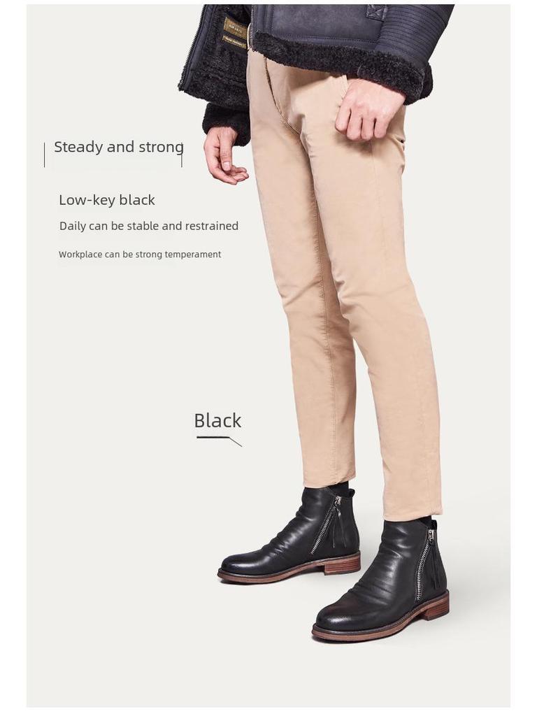 Botas Martin de piel con borlas para hombre, con cremallera de doble cara y suela antideslizante, tallas grandes disponibles.