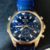 Used Bulova Marine Star Navy Gold