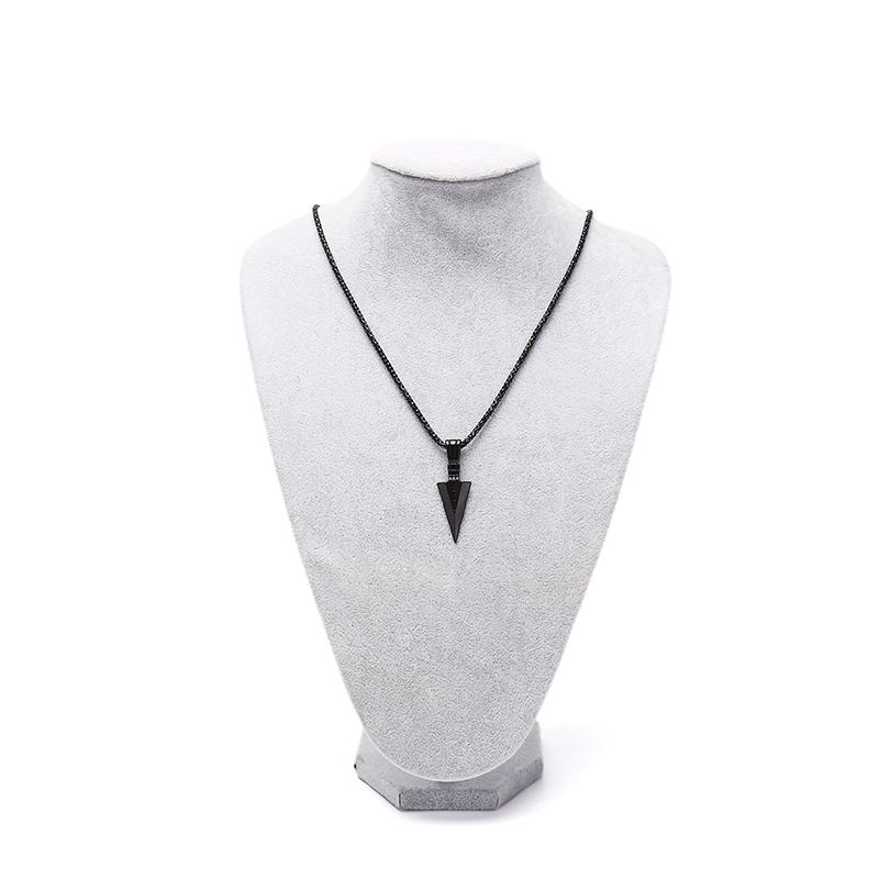 

Men S Design Matte Black Long Necklace With Arrow Pendant Jewelry Chain Hip Hop чёрный