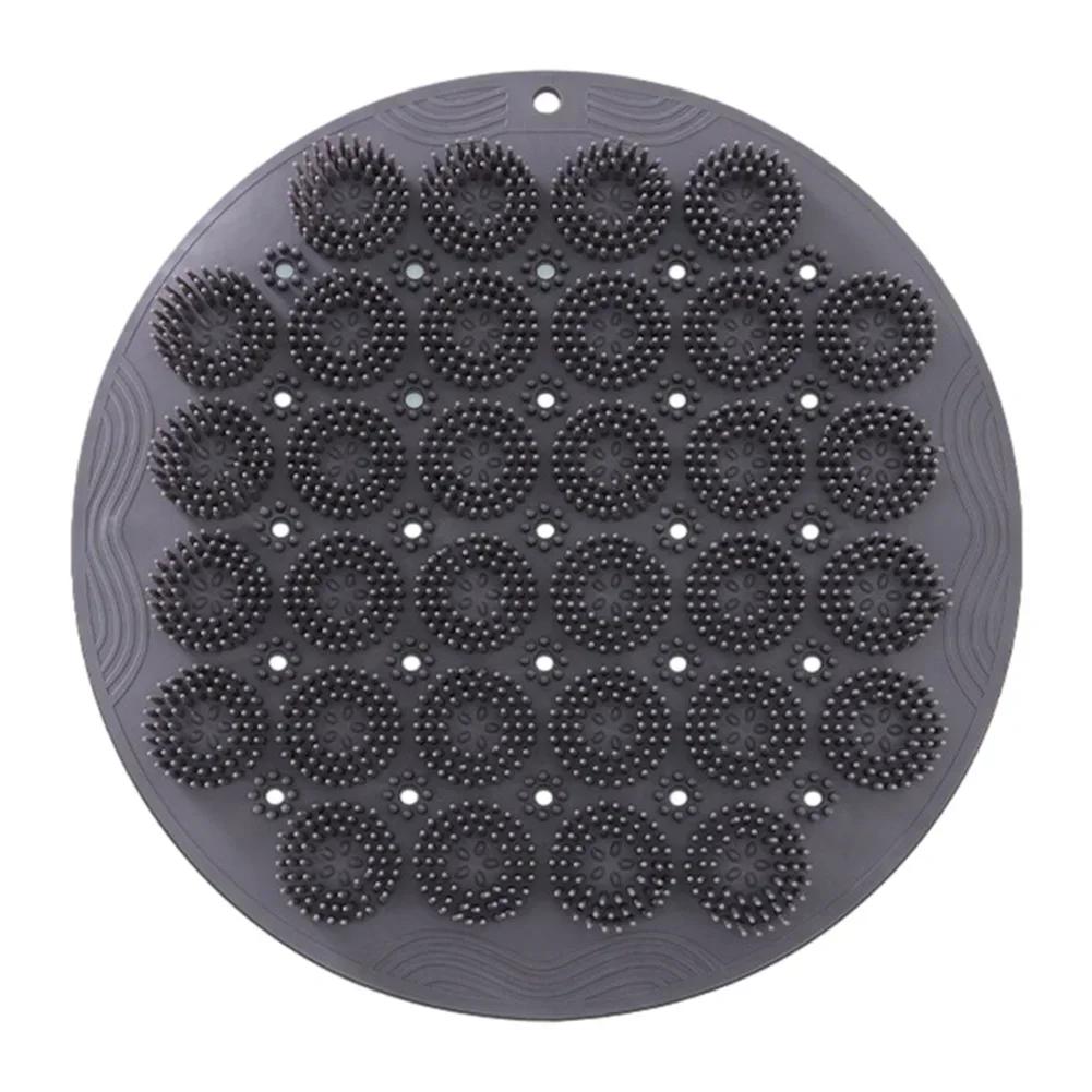 

Circle Silicone Back Scrubber with Sucker Wall Mounted Non-slip Foot Massage Pad for Exfoliating Bath Body Cleaning чорний