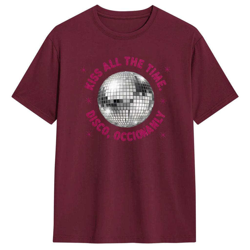 Unisex TShirt Harrys Styles Kiss All The Time Disco Occasionally Leisure Cotton Tees Short Sleeve T Shirts Round Collar Clothing