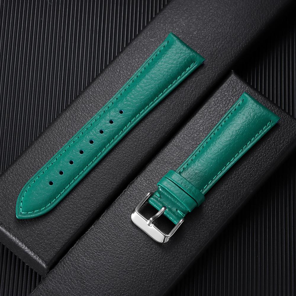 Litchi Pattern Soft Cowhide Watch Band Bracelet 18mm 19mm 20mm 21mm 22mm Replacement Wristwatch Straps for Men Women Watchbands