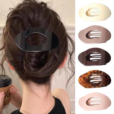 Korean Style Oval Hair Clips Curved Leopard Duckbill Clip Acrylic Hairpin Women