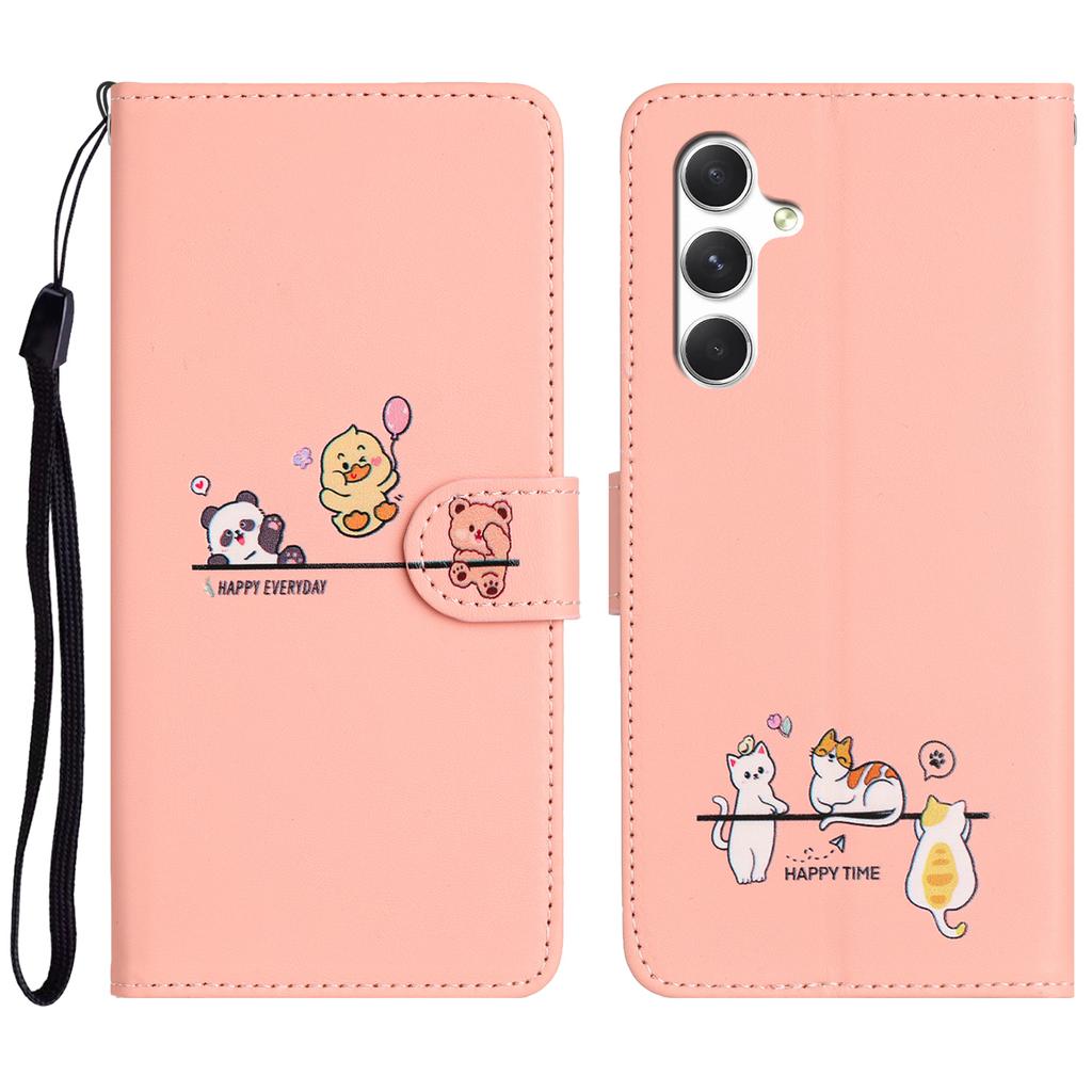 3D Tier Handyhülle für Funda Samsung Galaxy S24 Ultra S23 FE S22 S21 S20 Plus 5G A55 A15 Hüllen Leder Brieftasche Klapphülle Frauen