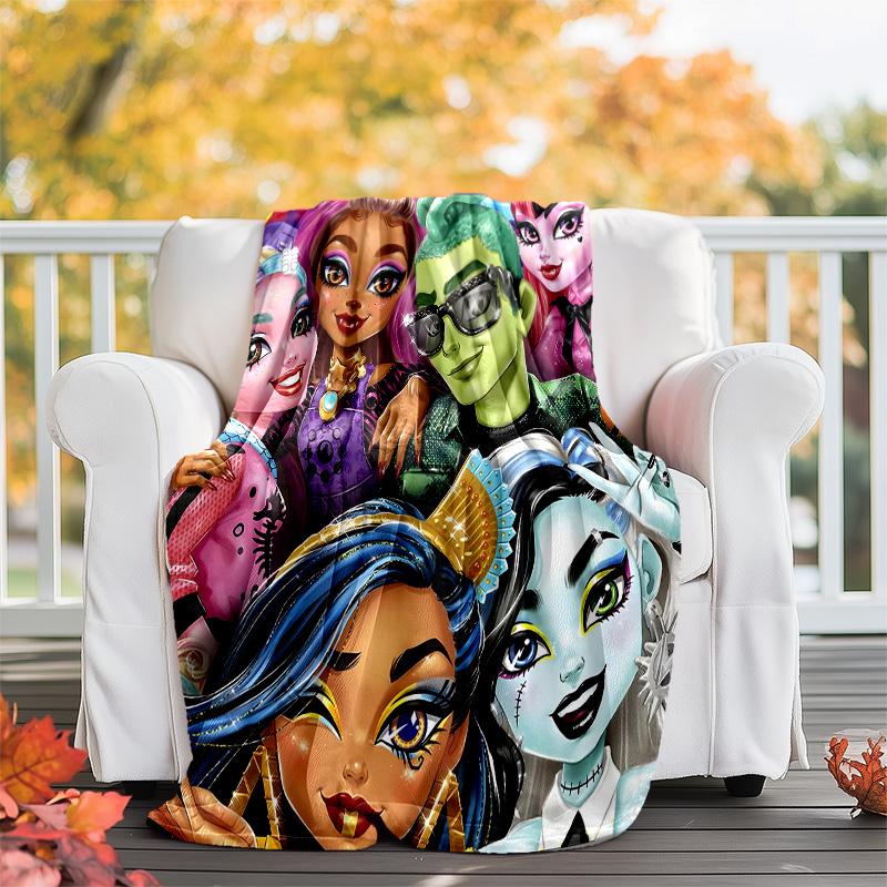 1pc Monster High (4) Theme Blanket - Digital Print, Polyester, Cozy for All Seasons, Perfect for Outdoor, Camping, and Travel