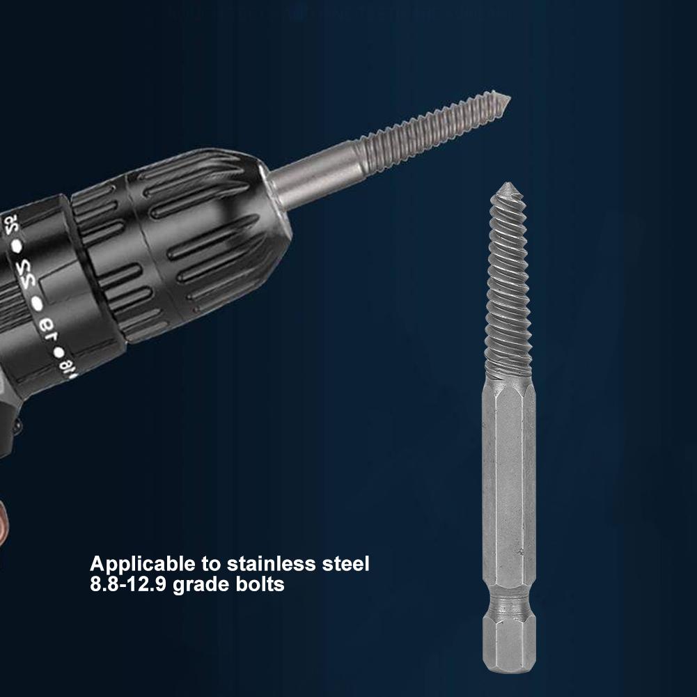 5Pcs 65mm Screw Extractor Broken Damaged Stud Remover Drill Bits Hexagonal Handle HighSpeed Steel