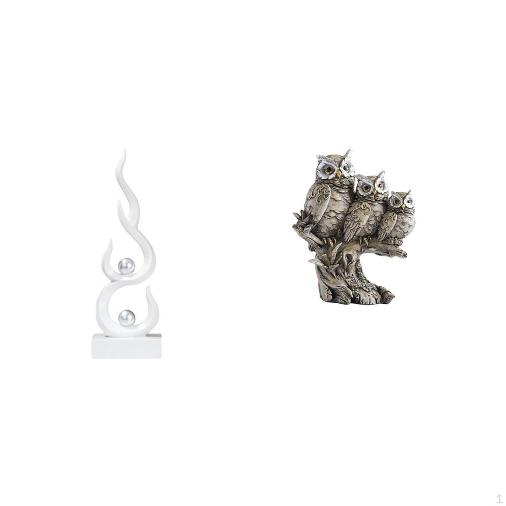 Abstract Resin Flame Owl Figurine Modern Fire Animal Sculpture Desktop Ornament for Patio Office
