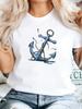Elegant Women Summer Casual Short-Sleeved Tops Seaside Anchor Graphic Print Daily Outdoor Wear Round Neck Tees Women's Clothing