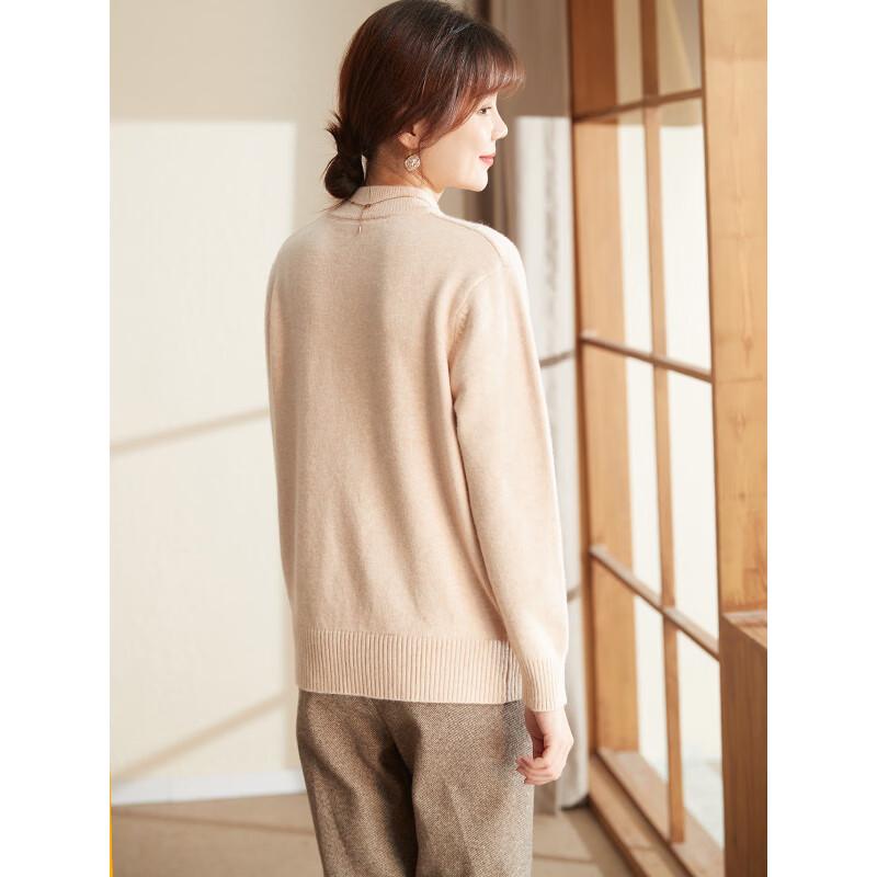 Middle-Aged Women's Versatile Semi-Turtleneck Knit Sweater Top