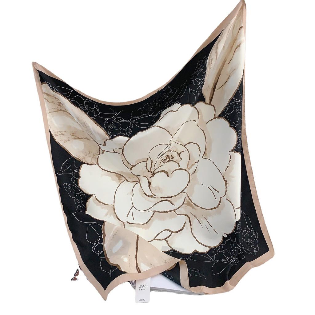 90CM Four Seasons Square Großer quadratischer Schal Luxus dekoratives Hemd Professionelles Kopftuch Haarband Sonnenschutz Kopftuch