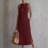 Women's Solid Color Loose Long Crew Neck Vest Fashion Casual Women's Dress