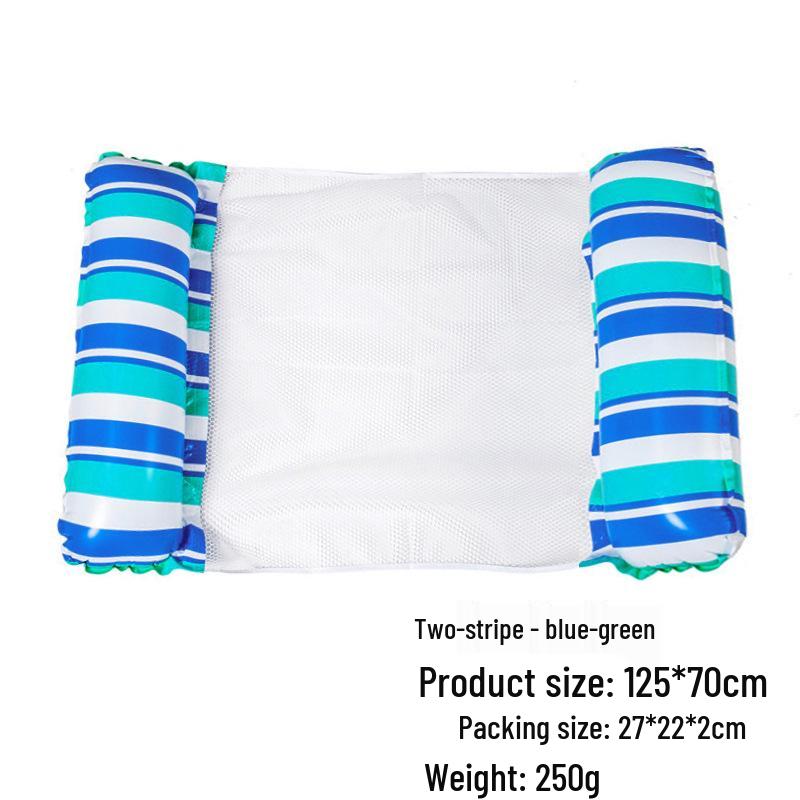 Inflatable PVC Float Recliner: Foldable Striped Swimming Bed