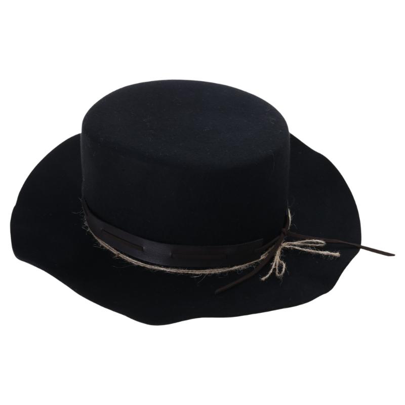 

Wool Hat for Musical Festival Adult Winter Autumn Distressed Hat Headwear Stage Show Roleplaying Props Party Headpiece чорний